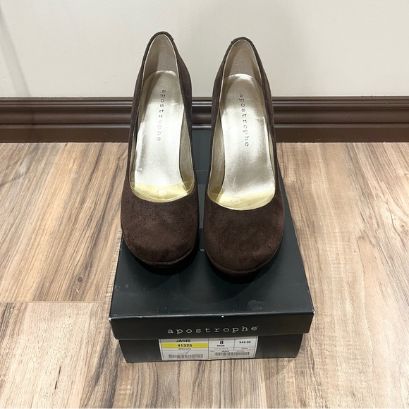 Apostrophe Janis brown suede fall heels - Picture 2 of 6